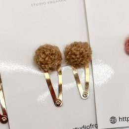 Haarspeldjes Studio Frommie - Teddy pompom bruin