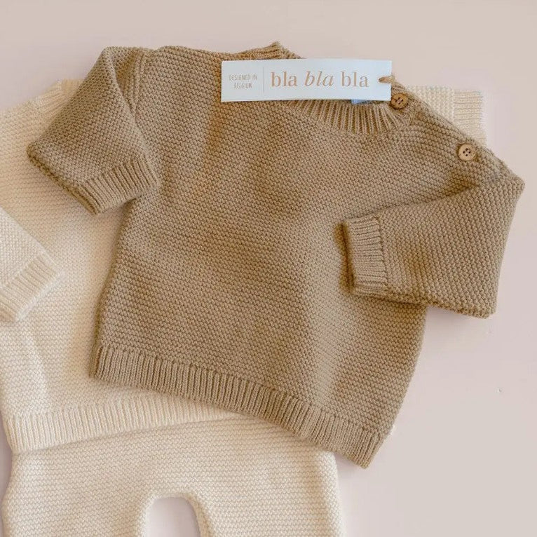 Trui Bla Bla Bla - knitted Cornstalk taupe