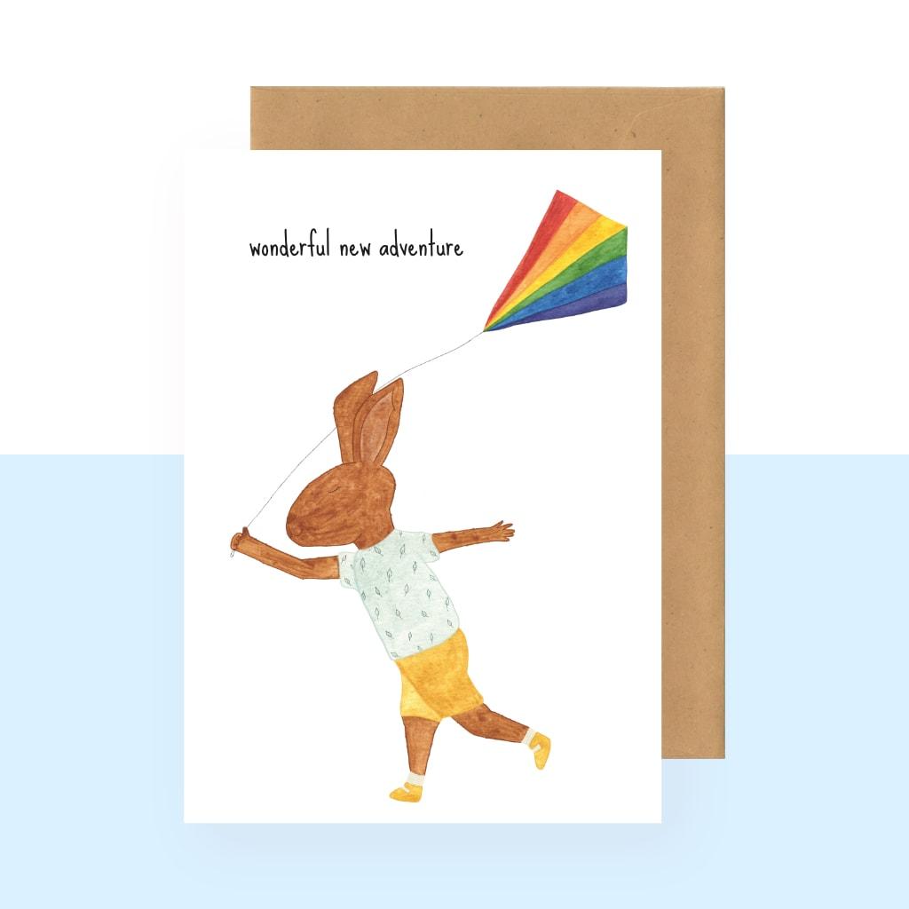 Wenskaart studio Bertha - wonderful new adventure