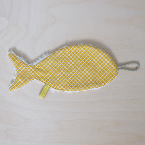 fopspeendoekje Lemon Fish - grid yellow