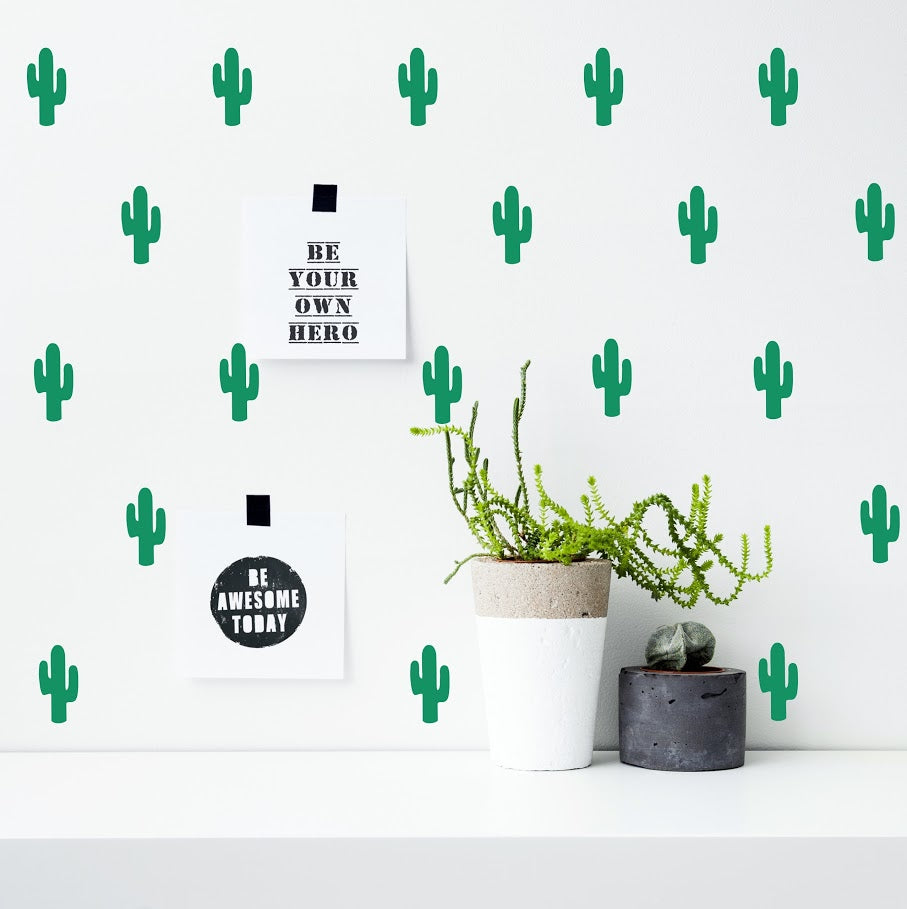 Muurstickers Pöm - cactussen groen