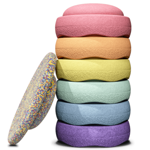 Stapelstein bundel pastel rainbow + pastel confetti balance board